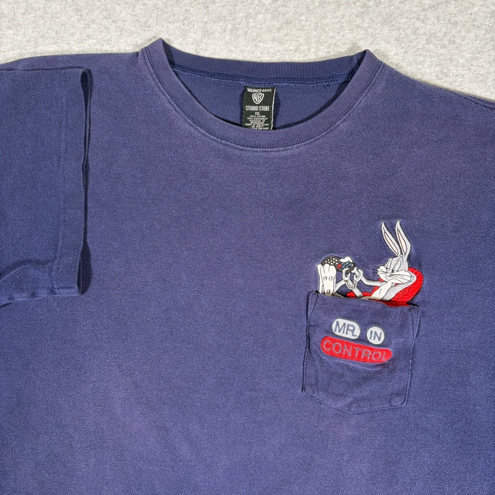 Warner Bros Studio Store T-Shirt Men XXL Blue Bugs Bunny Mr In Control Vintage